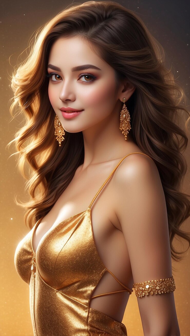 Imagen de retrato elegante de una joven con el cabello abierto seductora