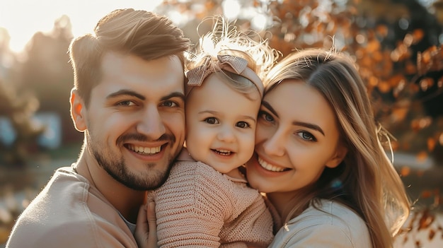 imagen de retrato de una familia encantadora y linda juntos sonriendo a la cámara