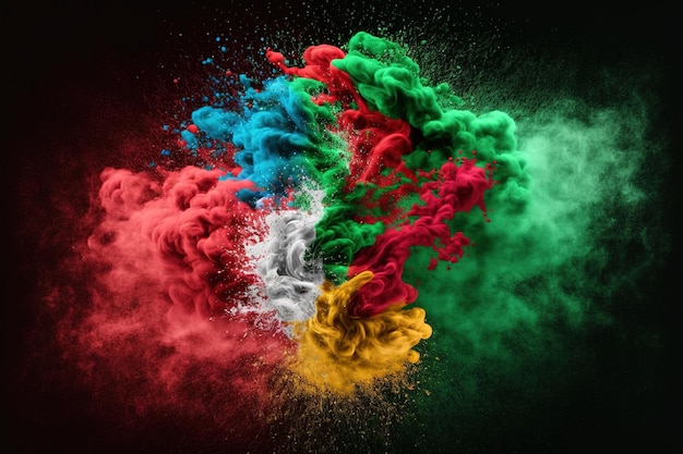 Imagen de salpicaduras de polvo de color y arte abstracto de explosión