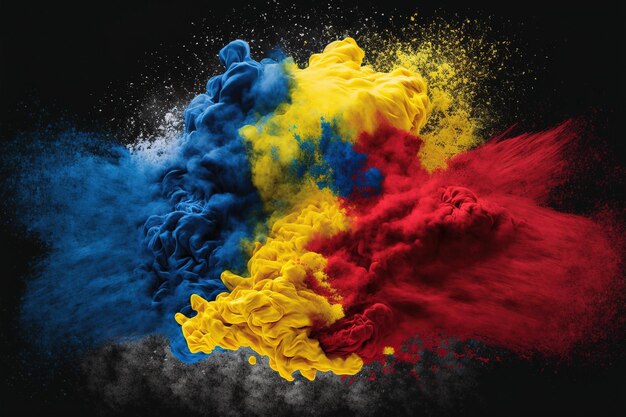 Imagen de salpicaduras de polvo de color y arte abstracto de explosión