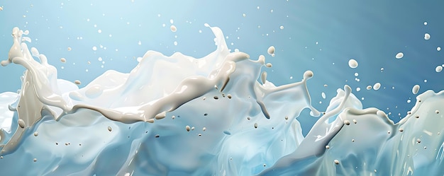 Foto una imagen de un salto de leche que es azul y blanco