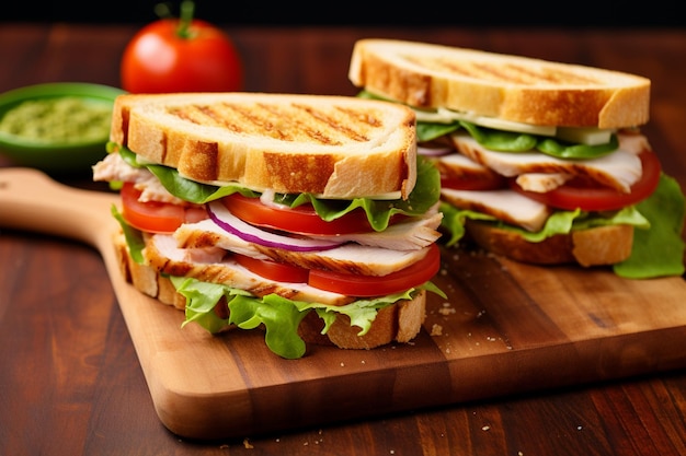 Imagen de un sándwich apoyado en madera