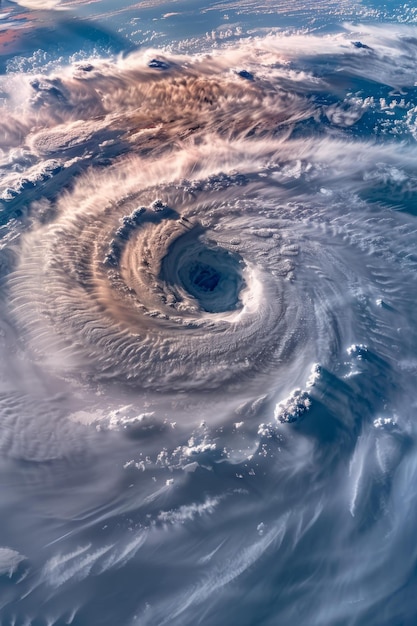 Foto imagen de satélite de un huracán en el océano pacífico