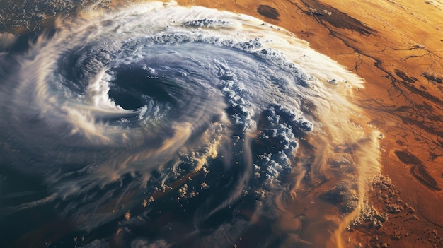 Foto una imagen por satélite de una tormenta de supercélulas con nubes en forma de yunque que se elevan alto en la atmósfera indicando la posibilidad de mal tiempo