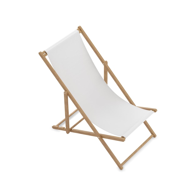 Una imagen de una silla de playa blanca aislada sobre un fondo blanco