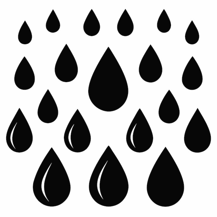 Foto imagen de silueta de gotas de lluvia para la ilustración vectorial en fondo blanco