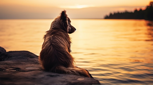 Foto imagen de silueta oscura de perro que está sentado