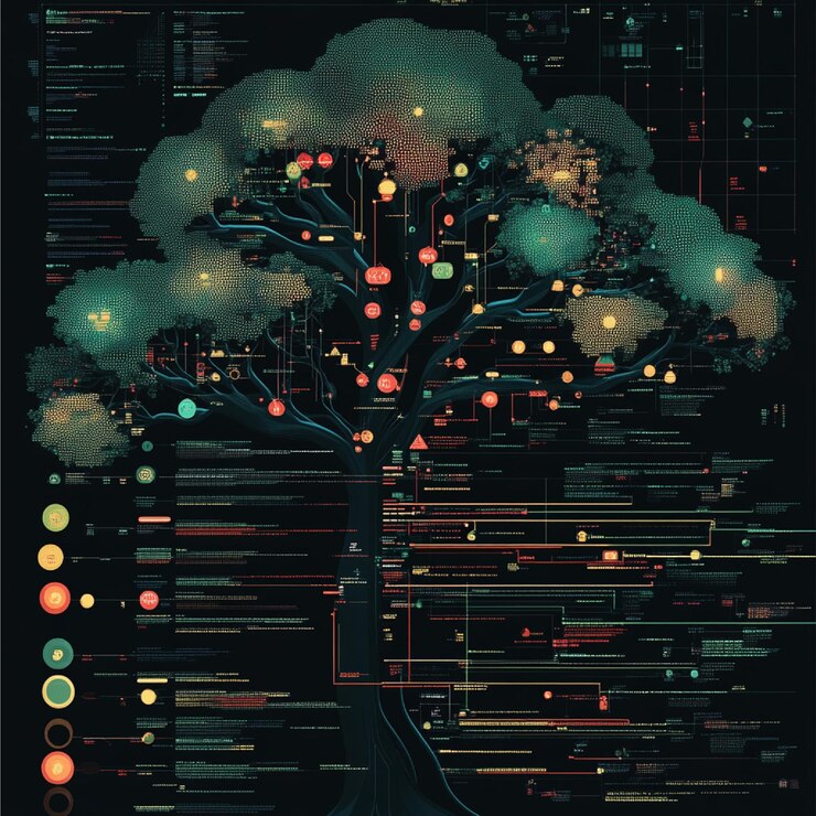 Foto una imagen de un sistema de control de versiones de software como git que muestra el historial de compromisos y las ramas