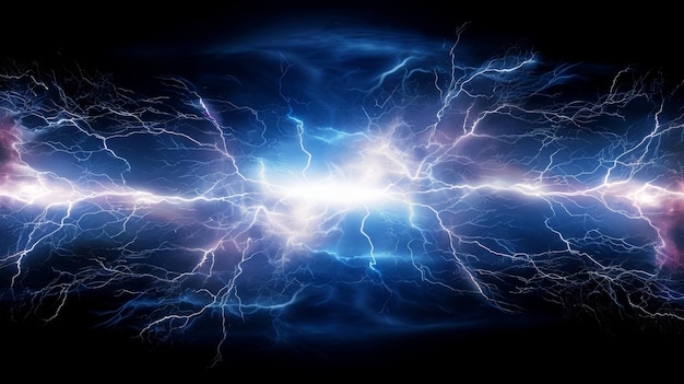 imagen sorprendente de un relámpago azul brillante atravesando un cielo oscuro este poderoso y electr