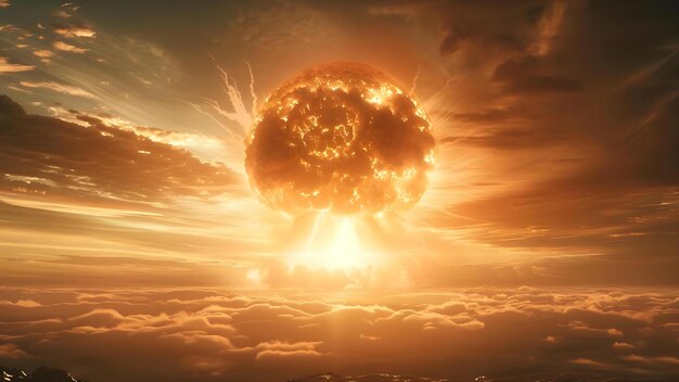 Foto imagen de stock de una explosión nuclear con una nube de setas que representa el apocaliptico armagedón concepto desastre apocalipsis explosión nuclear destrucción armagedó