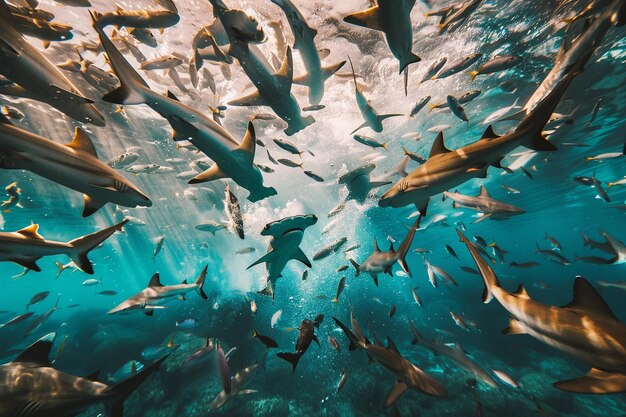 Una imagen surrealista y cautivadora de un tiburón martillo generativo