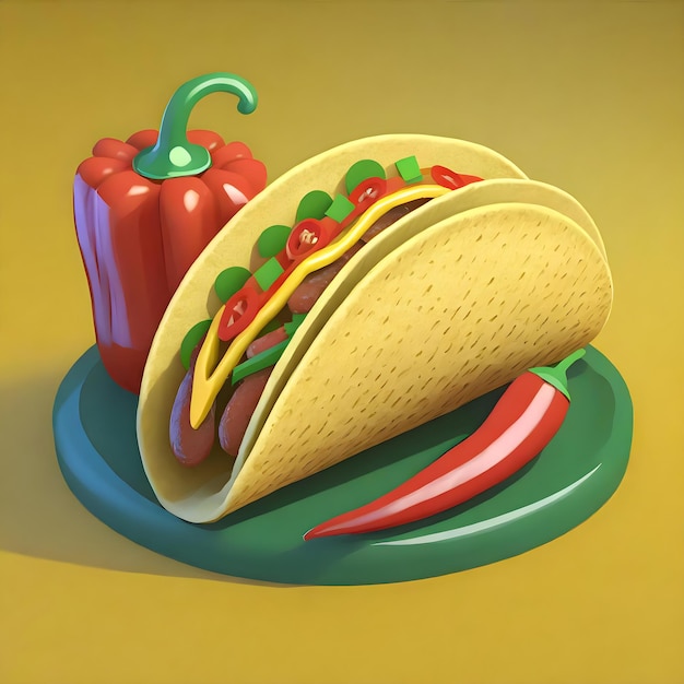 una imagen de un taco con un chile