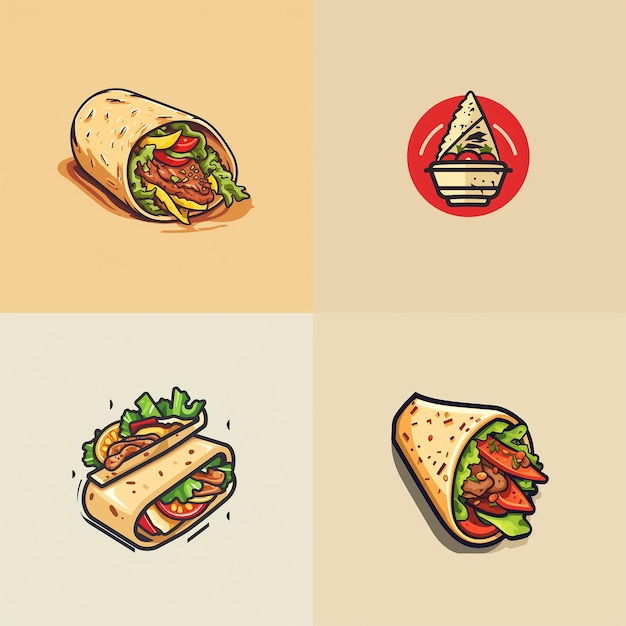 Una imagen de un taco con una imagen de un sándwich con un círculo rojo en él.