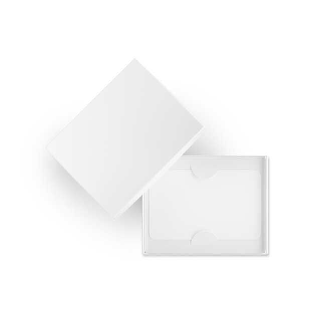 una imagen de una tarjeta de regalo blanca en una caja aislada sobre un fondo blanco