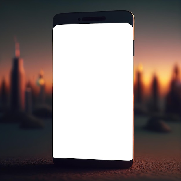 Imagen de un teléfono móvil con pantalla en blanco para un diseño receptivo