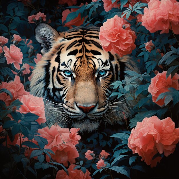 Una imagen de un tigre en una flor.