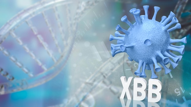 La imagen de tipo virus covid xbb para sci o concepto médico representación 3d