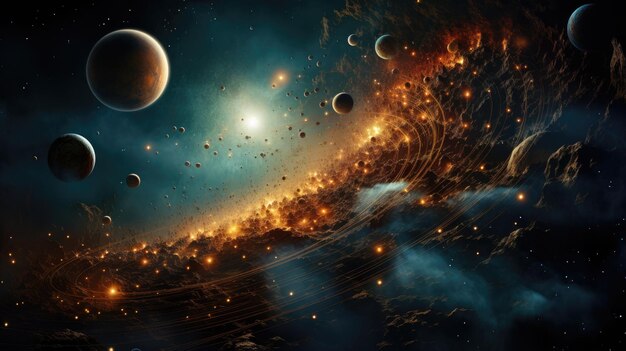 una imagen de todo el universo los planetas y la tierra