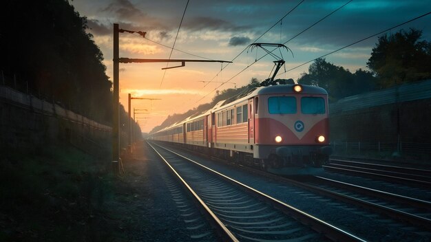 Imagen de un tren eléctrico en un ferrocarril