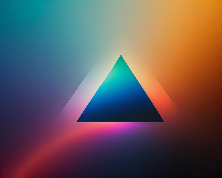 Foto imagen triángulos de gradiente de arco iris vibrantes dispuestos en un patrón geométrico moderno