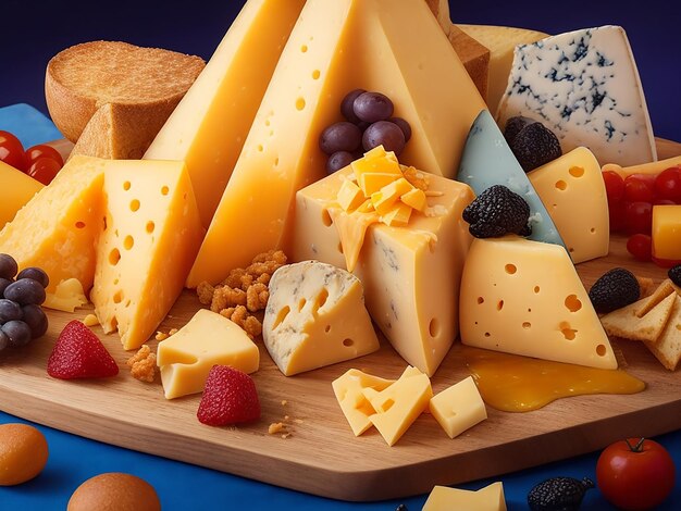 Imagen de varios tipos de deliciosos platos de queso