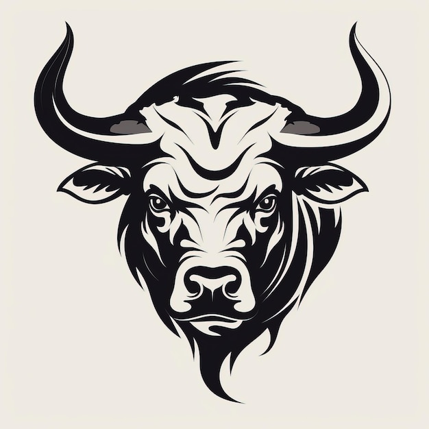 Imagen vectorial de una cabeza de búfalo sobre un fondo blanco aislado