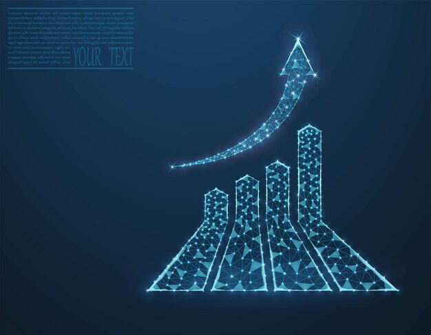 Foto imagen vectorial de gráfico de crecimiento compuesta de cuadrícula y puntos ilustración gráfica de crecimiento de negocios