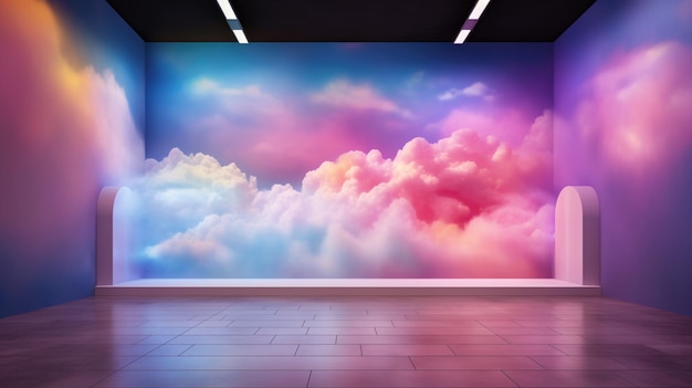 Foto imagen para la venta de bienes en el sitio web mercados nubes volumétricas iluminación de neón gradiente