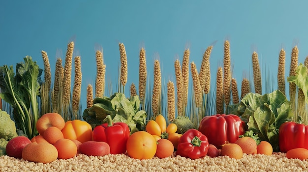 una imagen de verduras y frutas, incluidos tomates, tomates y más