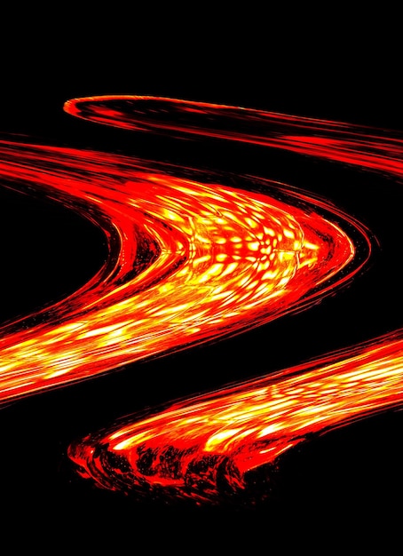 Imagen vertical de la lava derretida de color rojo naranja brillante que fluye
