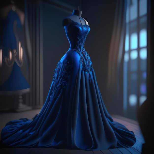 Imagen del vestido azul creada por la IA