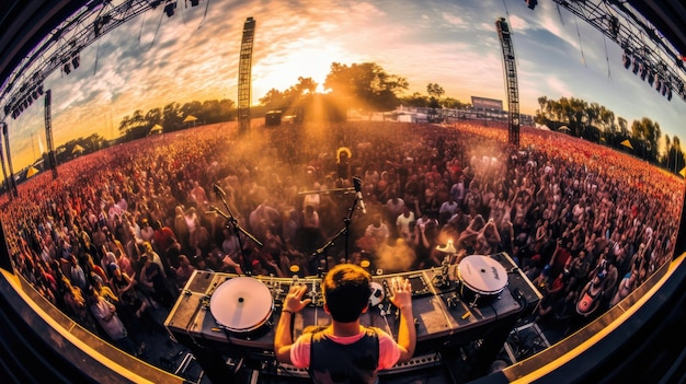 Foto imagen vibrante y enérgica de un festival de música que captura la emoción y la alegría