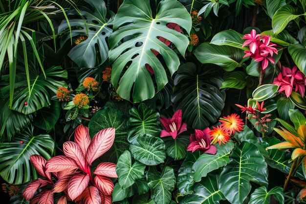 Foto imagen vibrante de una selva tropical que muestra la ia generativa