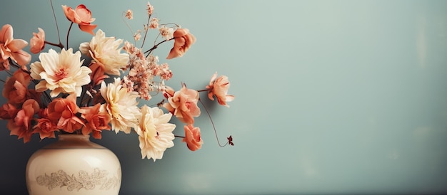 Imagen vintage filtrada de flores en un jarrón