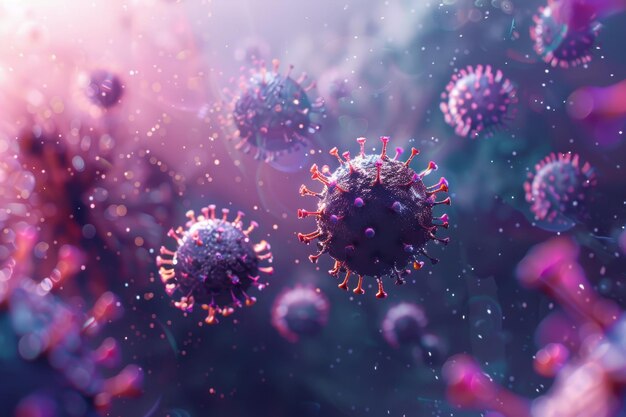 Foto una imagen de un virus y bacterias