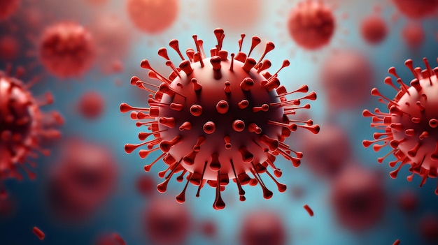una imagen de un virus con manchas rojas en él