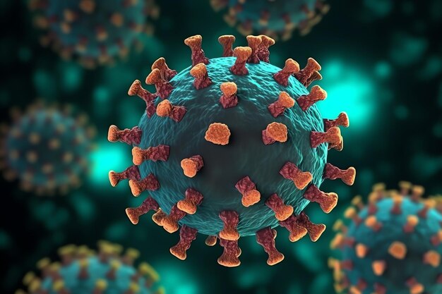 una imagen de un virus que está etiquetado en la parte inferior