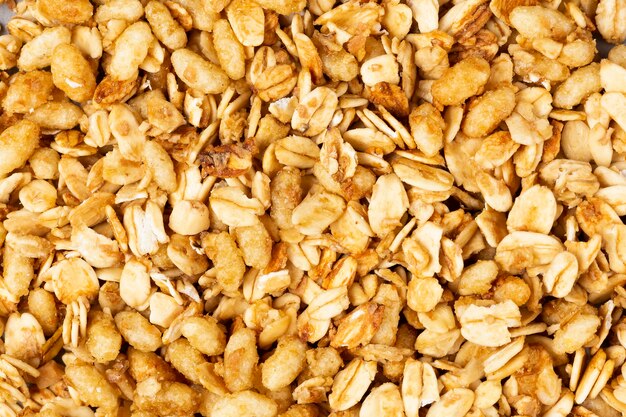 Imagen de vista superior de cereal de granola orgánico