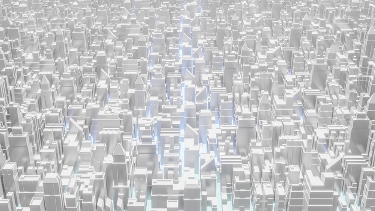 Foto la imagen de la vista superior de la ciudad blanca para la representación 3d de contenido empresarial o arquitectónico