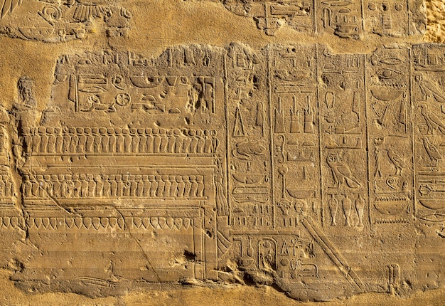 imágenes del antiguo egipto y jeroglíficos en la pared