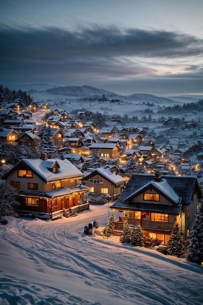 Foto imágenes de una casa de navidad de invierno