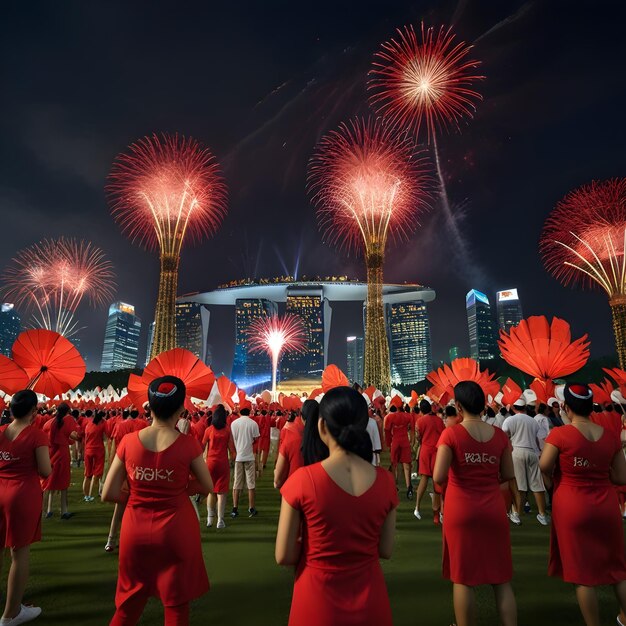 Foto imágenes de la celebración del día nacional de singapur