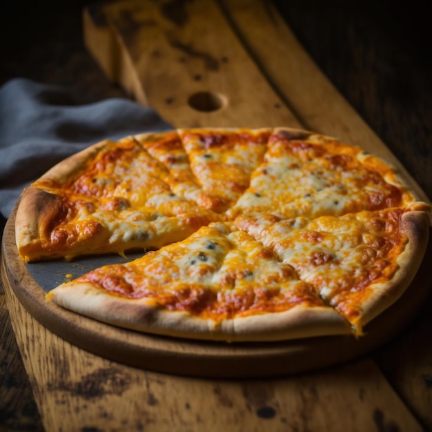 Imágenes de cheese pizza on wood background