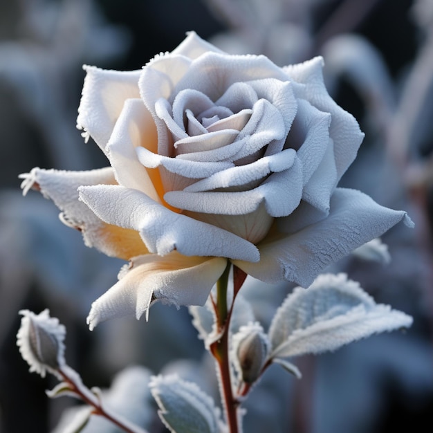 Foto imágenes cubiertas de flores de rosas blancas congeladas ia generativa