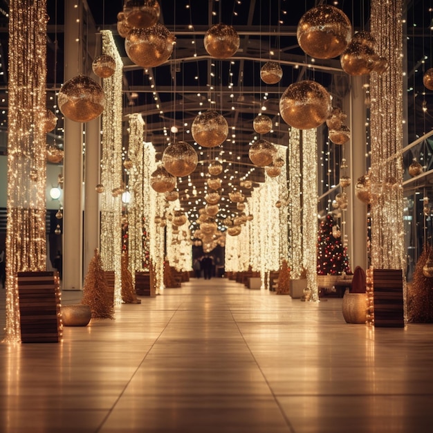 Imágenes de decoración de cuerdas de luces al aire libre del día de Navidad Arte generado por IA