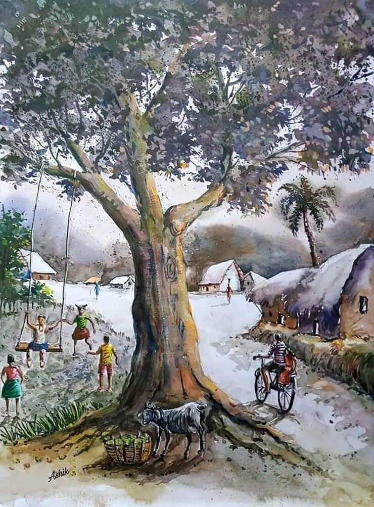Imágenes dibujadas a mano del medio ambiente y la naturaleza de Bangladesh generadas por la IA