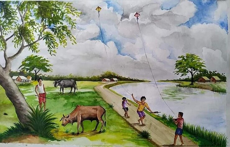 Imágenes dibujadas a mano del medio ambiente y la naturaleza de Bangladesh generadas por la IA