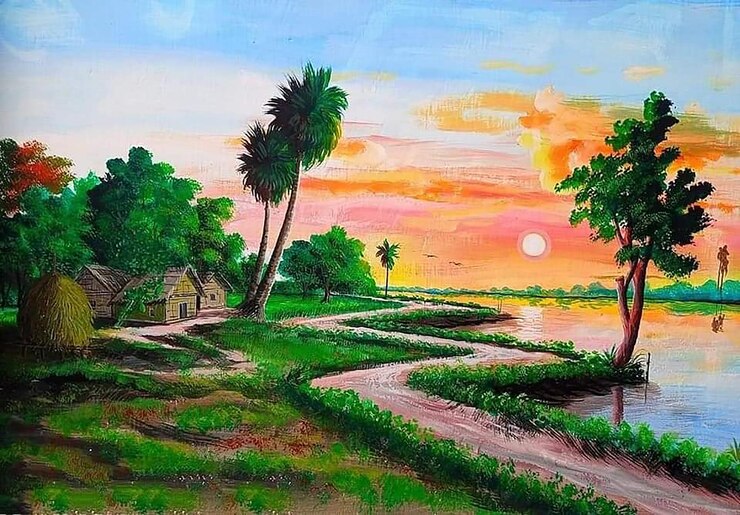 Imágenes dibujadas a mano del medio ambiente y la naturaleza de Bangladesh generadas por la IA