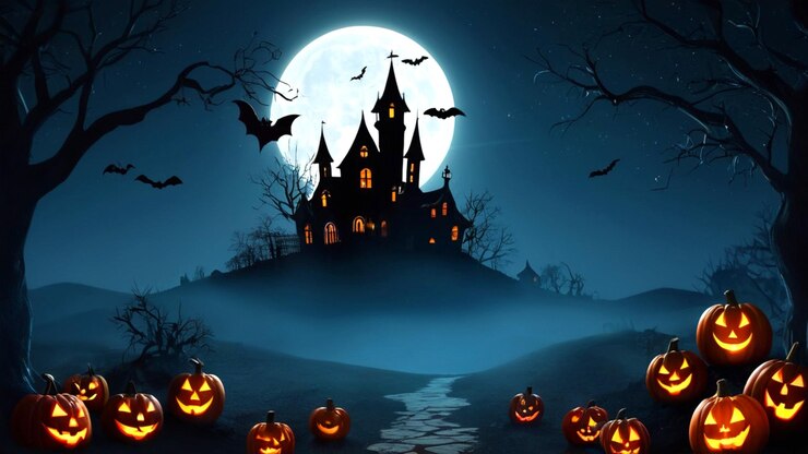 Imágenes de dibujos animados de Halloween fondo y espacio de copia