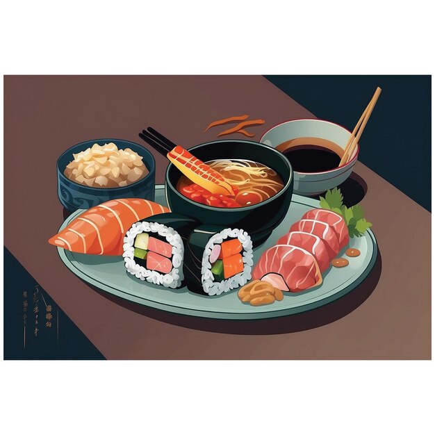 Foto imágenes de diseño de ilustración de comida típica japonesa